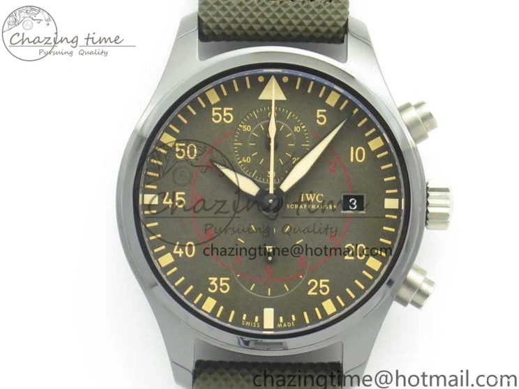 MIROTIME 0216 Classic PILOT IW389001 ZF 1:1 Best Edition Ceramic Case Green Dial on Green Nylon Strap A7750 (Function Same As Genuine) 7160